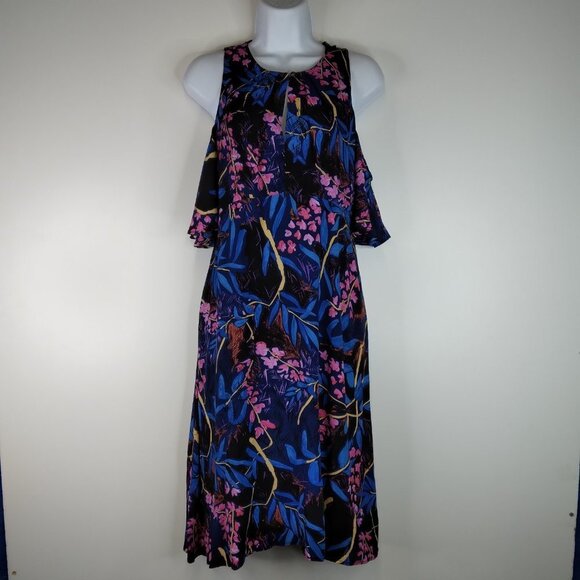 Maeve Anthro Elia Cold Shoulder Floral Dress Size 2 - Picture 2 of 14